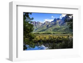 Mountains Reflecting in the Mirror Lakes, Eglinton Valley, South Island, New Zealand, Pacific-Michael-Framed Photographic Print