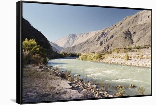 Mountains, Stream and Vineyards, Elqui Valley, Chile, South America-Mark Chivers-Framed Stretched Canvas