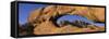 Mountains Viewed Through a Natural Arch with a Mother Holding Her Baby, Spitzkoppe, Namib Desert...-null-Framed Stretched Canvas