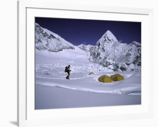 Mountainseer at Camp One Everest Northside-Michael Brown-Framed Photographic Print