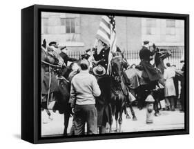 Mounted Police Clashing with Strikers, Outside an Electrical Plant in Philadelphia-null-Framed Stretched Canvas