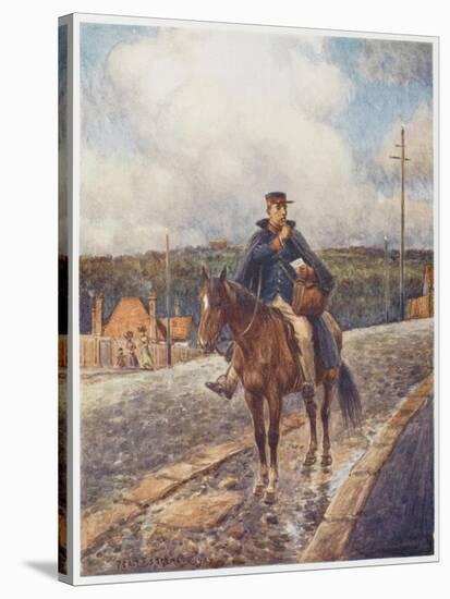 Mounted Postman in the Australian Outback-Percy F.s. Spence-Stretched Canvas