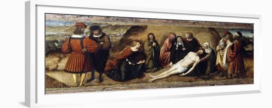 Mourning Dead Christ, 1513, Predella of Altarpiece of Ognissanti-Ludovico Brea-Framed Premium Giclee Print