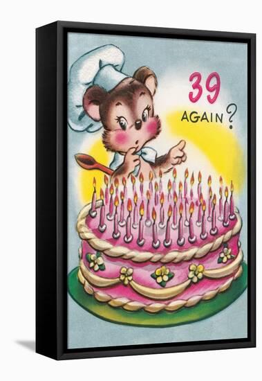 Mouse with Birthday Cake-null-Framed Stretched Canvas