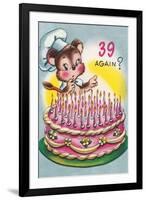 Mouse with Birthday Cake-null-Framed Art Print