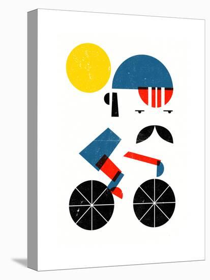 Moustached Cyclist-Dale Edwin Murray-Stretched Canvas