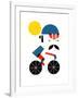 Moustached Cyclist-Dale Edwin Murray-Framed Giclee Print