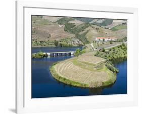 Mouth of Rio Tedo into river Douro. It is the wine growing area Alto Douro and listed as UNESCO Wor-Martin Zwick-Framed Photographic Print