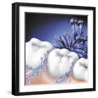 Mouthwash Swirling around Teeth-null-Framed Art Print