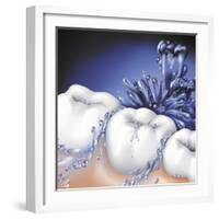 Mouthwash Swirling around Teeth-null-Framed Art Print