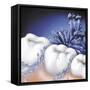 Mouthwash Swirling around Teeth-null-Framed Stretched Canvas