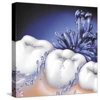 Mouthwash Swirling around Teeth-null-Stretched Canvas