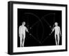 Movements of Fencers Arthur Tauber and Seymour Gross Captured with Lights on Tip of Sabers-Gjon Mili-Framed Photographic Print