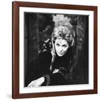 Movie Actress Kim Novak with Siamese Cat During Filming of "Bell, Book and Candle"-Ralph Crane-Framed Premium Photographic Print