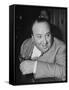 Movie Director Alfred Hitchcock Sits at Chasen's Bar While Enjoying a Cocktail Hour-Peter Stackpole-Framed Stretched Canvas