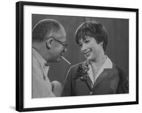 Movie Director Billy Wilder with Actress Shirley MacLaine on Set During Filming of The Apartment-Grey Villet-Framed Premium Photographic Print