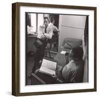 Movie Director Vince Sherman with Actor Paul Newman Reviewing Script of "The Young Philadelphians"-Leonard Mccombe-Framed Premium Photographic Print