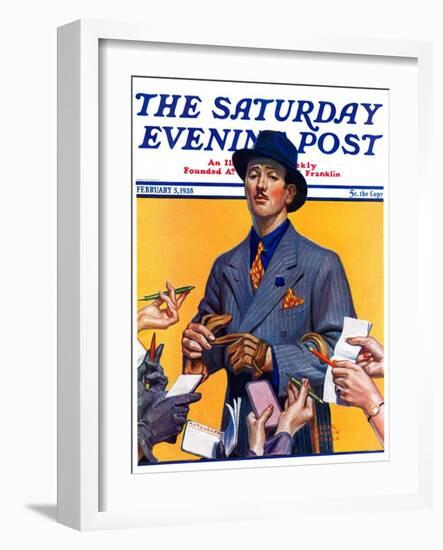 "Movie Idol," Saturday Evening Post Cover, February 5, 1938-Edgar Franklin Wittmack-Framed Giclee Print