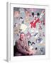 Movie Studio Head Walt Disney Sitting in Front of Backdrop Filled with Disney Creations-Alfred Eisenstaedt-Framed Premium Photographic Print