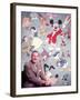 Movie Studio Head Walt Disney Sitting in Front of Backdrop Filled with Disney Creations-Alfred Eisenstaedt-Framed Premium Photographic Print