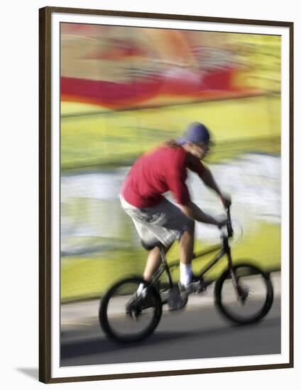 Moving Bicycle and Rider-null-Framed Photographic Print