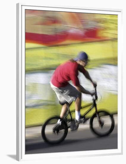 Moving Bicycle and Rider-null-Framed Photographic Print