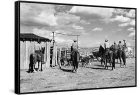 Moving Cattle into Corral-W.H. Shaffer-Framed Stretched Canvas