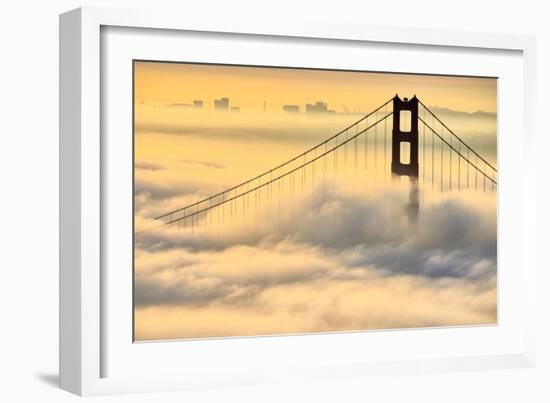 Moving In, Oakland, San Francisco, Golden Gate Bridge Enraptured by Fog-Vincent James-Framed Photographic Print