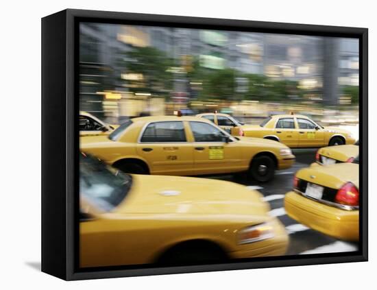 Moving New York Taxis, Manhattan, New York, United States of America, North America-Purcell-Holmes-Framed Stretched Canvas