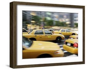 Moving New York Taxis, Manhattan, New York, United States of America, North America-Purcell-Holmes-Framed Photographic Print