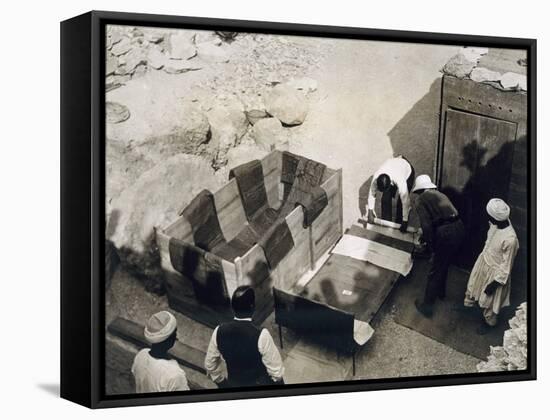 Moving the Centre Portion of One of the Beds, Tomb of Tutankhamun, Valley of the Kings, 1922-Harry Burton-Framed Stretched Canvas