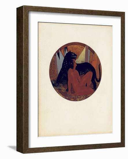 Mowgli and Bagheera, Illustration from 'The Jungle Book' by Rudyard Kipling, Coloured by Jean…-Francois-Louis Schmied-Framed Giclee Print
