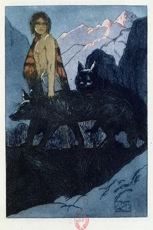 Mowgli and the Wolves, Illustration from 'The Jungle Book' by Rudyard  Kipling' Giclee Print - Maurice de Becque | AllPosters.com