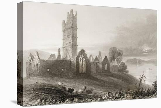 Moyne Abbey, County Mayo, Ireland, from 'scenery and Antiquities of Ireland' by George Virtue,…-William Henry Bartlett-Stretched Canvas
