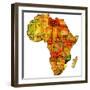 Mozambique on Actual Map of Africa-michal812-Framed Premium Giclee Print