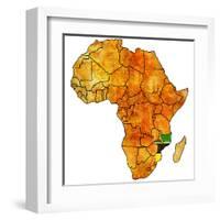 Mozambique on Actual Map of Africa-michal812-Framed Art Print