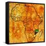 Mozambique on Actual Map of Africa-michal812-Framed Stretched Canvas