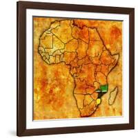 Mozambique on Actual Map of Africa-michal812-Framed Art Print