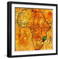 Mozambique on Actual Map of Africa-michal812-Framed Art Print