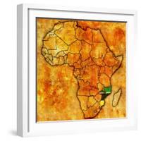 Mozambique on Actual Map of Africa-michal812-Framed Art Print