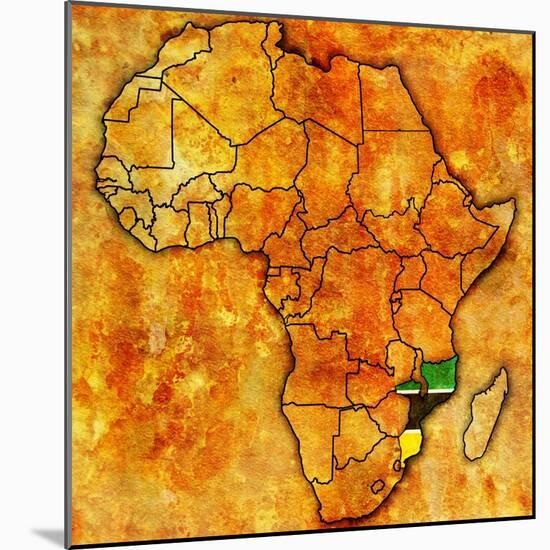 Mozambique on Actual Map of Africa-michal812-Mounted Art Print