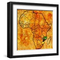 Mozambique on Actual Map of Africa-michal812-Framed Art Print