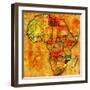 Mozambique on Actual Map of Africa-michal812-Framed Art Print