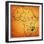 Mozambique on Actual Map of Africa-michal812-Framed Art Print