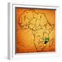 Mozambique on Actual Map of Africa-michal812-Framed Art Print