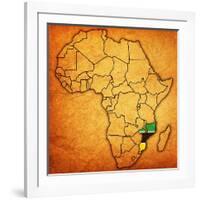 Mozambique on Actual Map of Africa-michal812-Framed Art Print