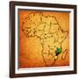 Mozambique on Actual Map of Africa-michal812-Framed Art Print