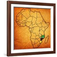 Mozambique on Actual Map of Africa-michal812-Framed Art Print