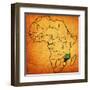 Mozambique on Actual Map of Africa-michal812-Framed Art Print