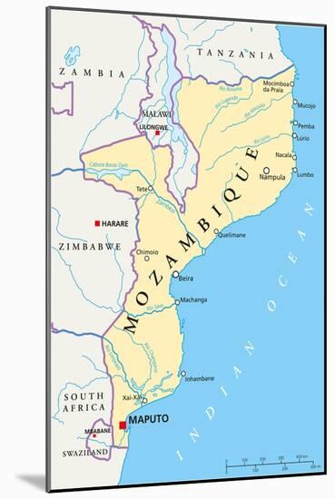 Mozambique Political Map-Peter Hermes Furian-Mounted Art Print